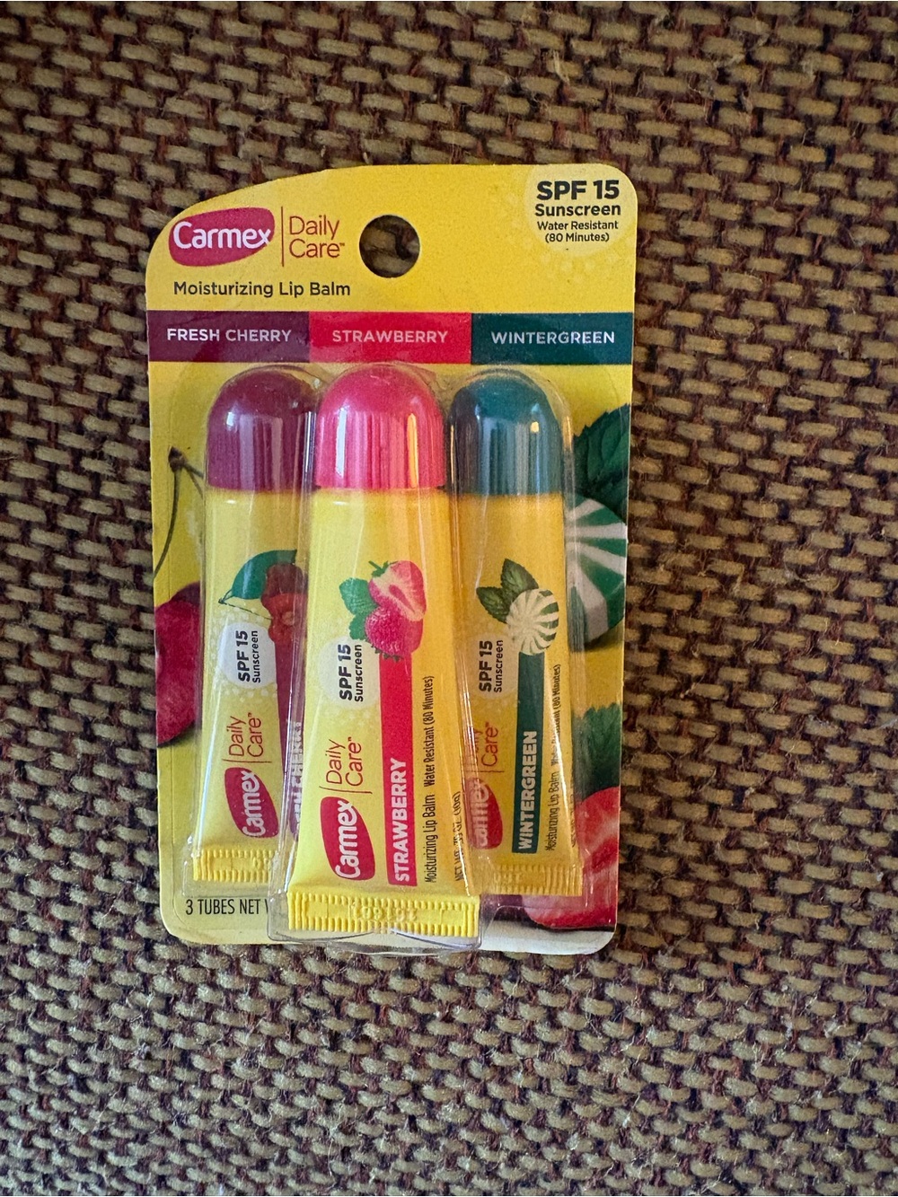 Daily Care Moisturizing Lip Balm Trio - Cherry, Strawberry, Wintergreen
